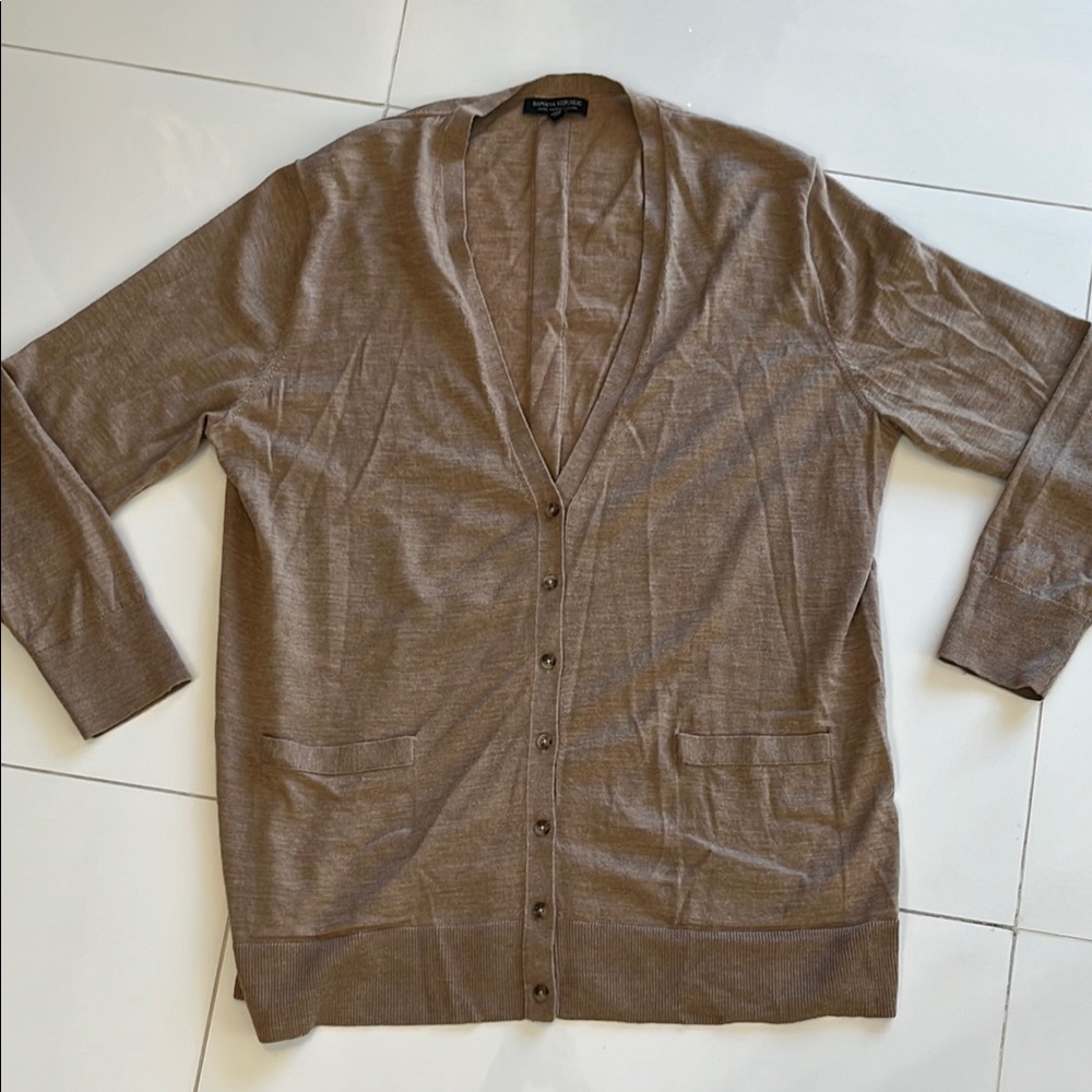 Banana Republic Brown Cardigan Merino Wool Sweater - Picture 2 of 8